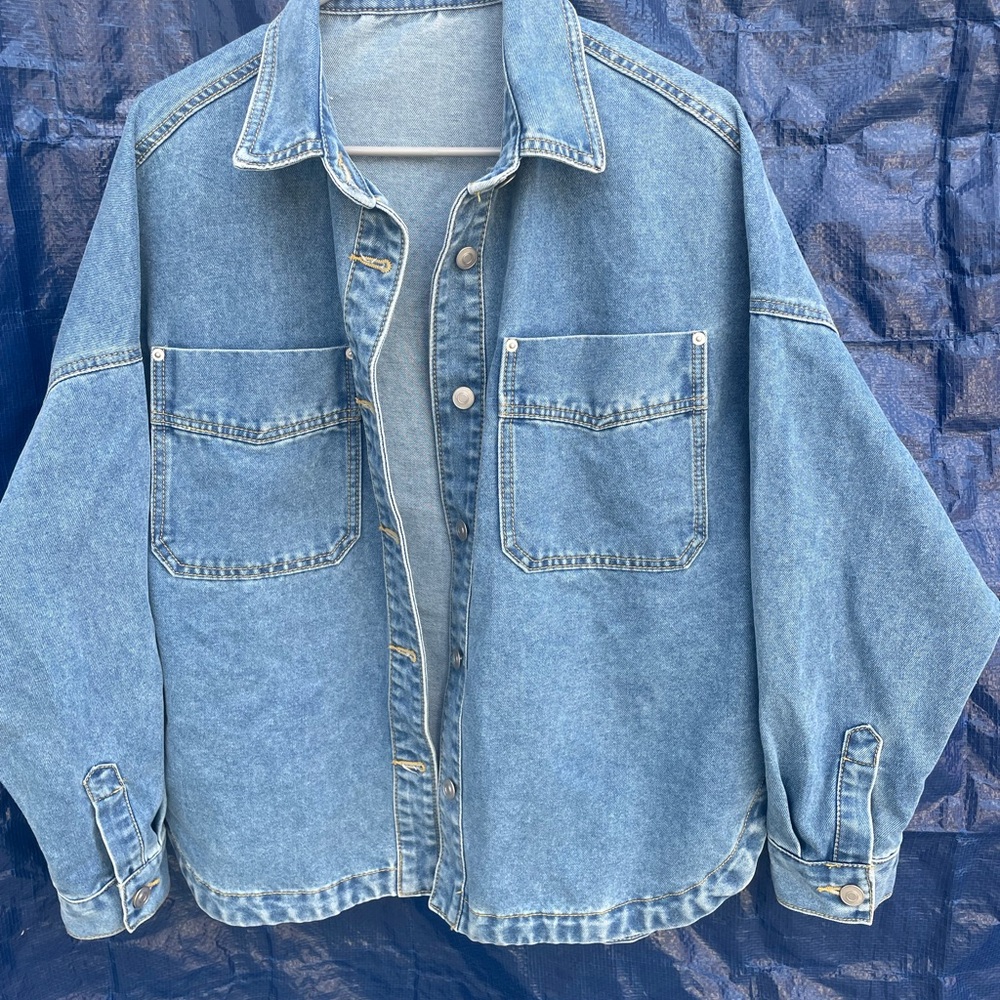 Denim Button-Up Jacket Size Medium - image 2